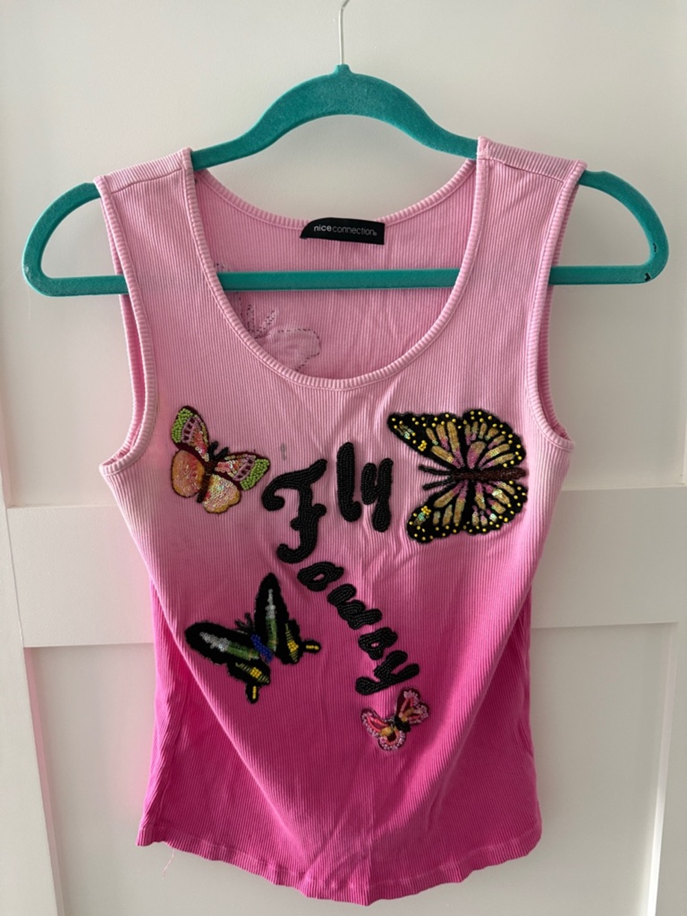 Pink Ombre Butterfly Tank Top